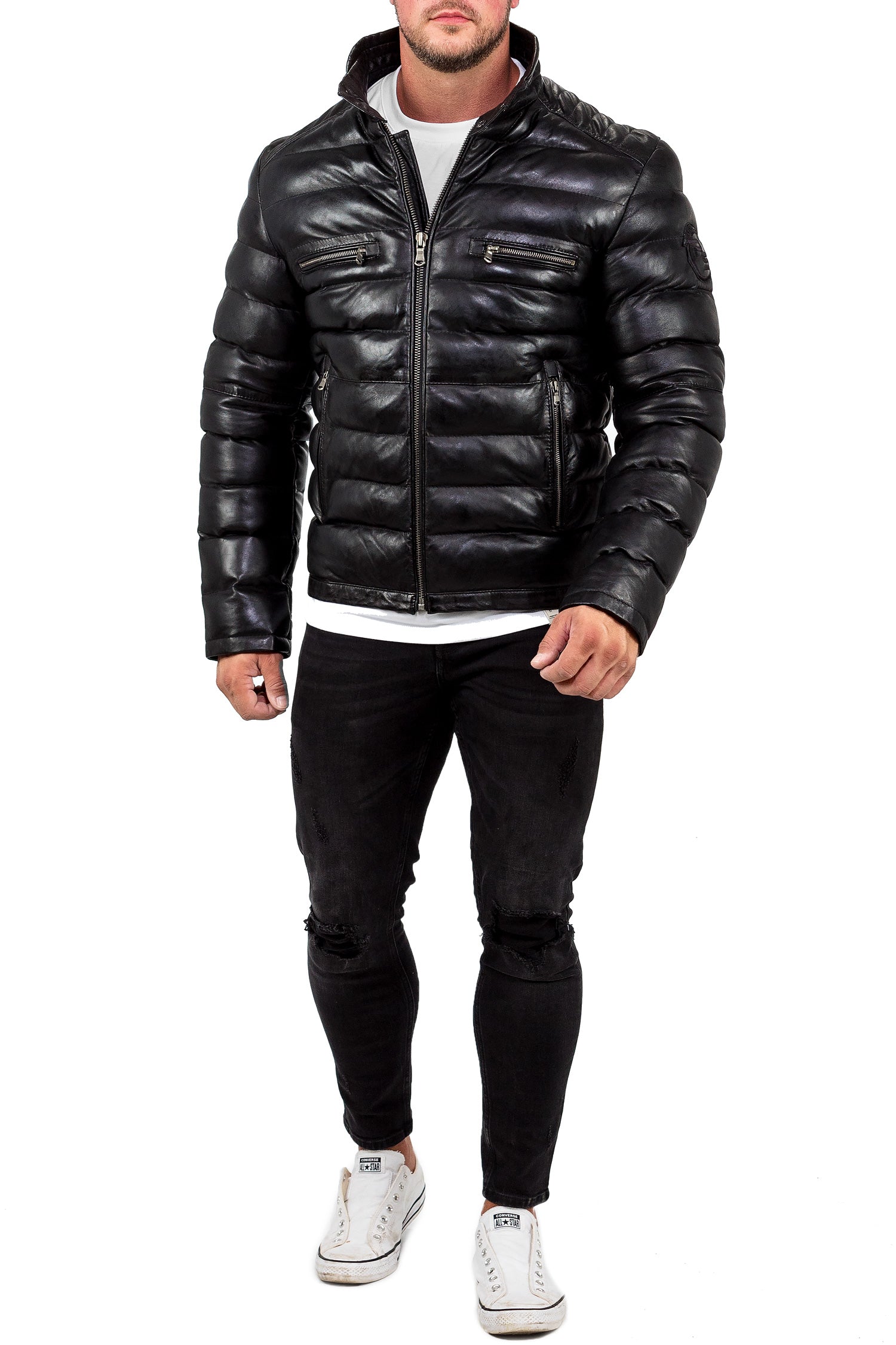 Reichstadt Herren Regular Fit Lederjacke Schwarz (Modell 19RS016) - Ansicht 3