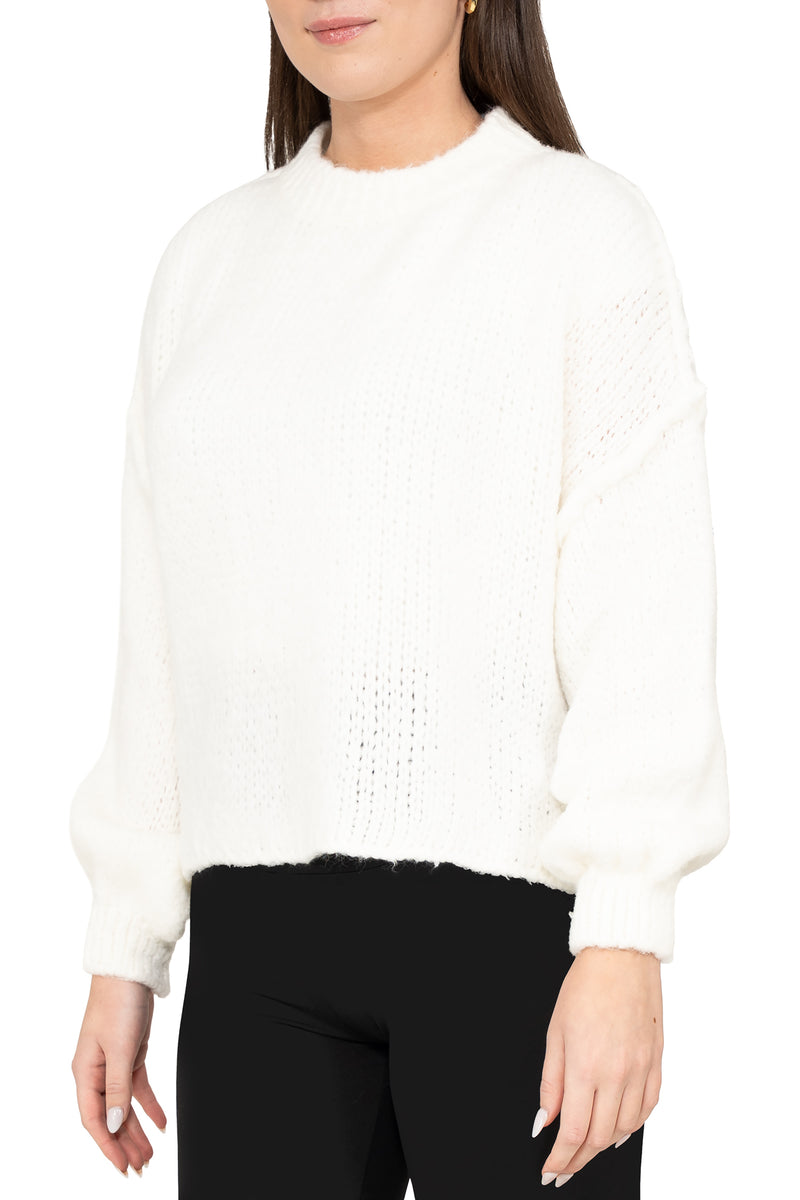 Damen Relaxed Fit Strickpullover 25RSW096 - White