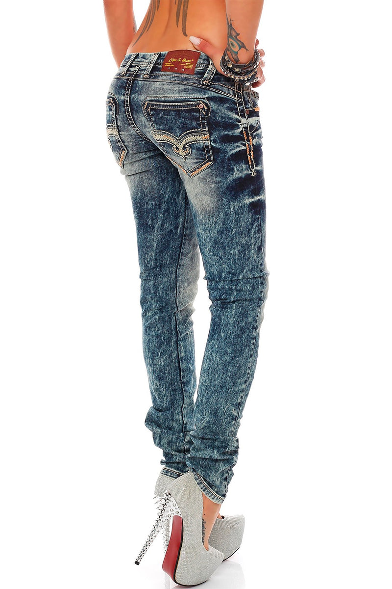 Damen Regular Fit Jeans Stonewashed WD222 - Blue