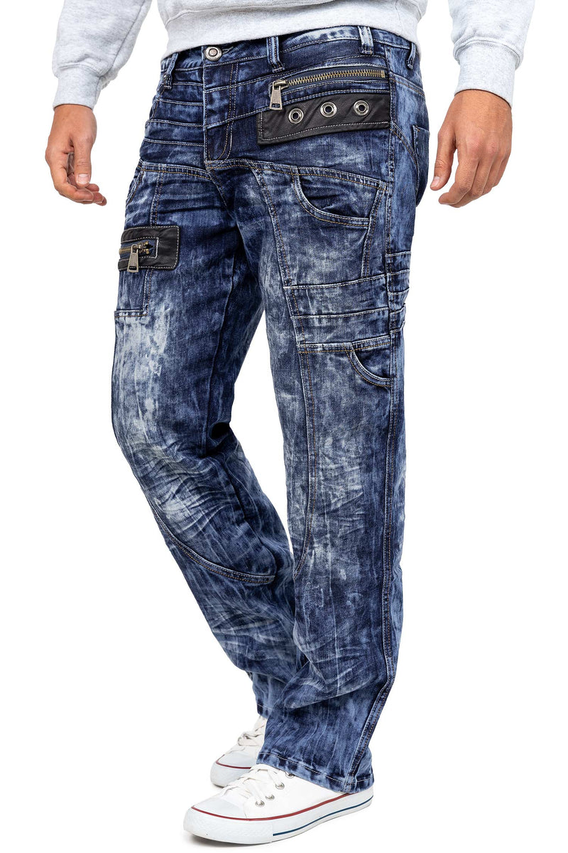 Herren Regular Fit Jeans Stonewashed KM012 - Blue