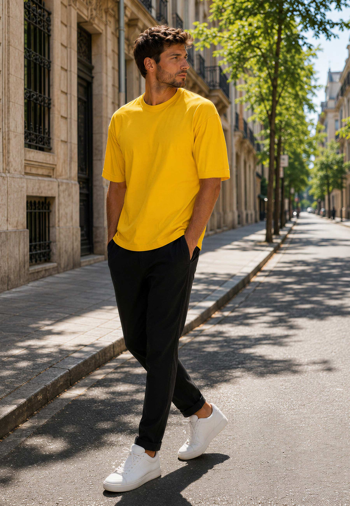 Herren Relaxed Fit T-Shirt in Yellow – Reichstadt – Ansicht 3