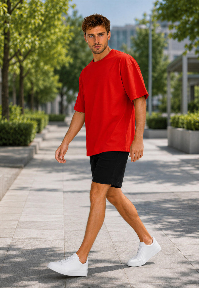 Herren Regular Fit T-Shirt Shoulder Drop 25RS071 - Red
