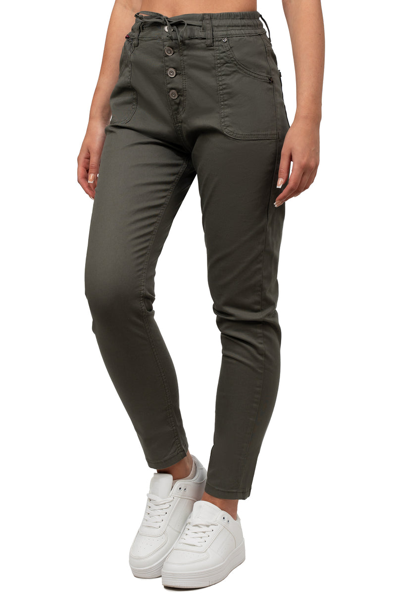Damen Regular Fit Hose Mid Waist WD508 - Khaki