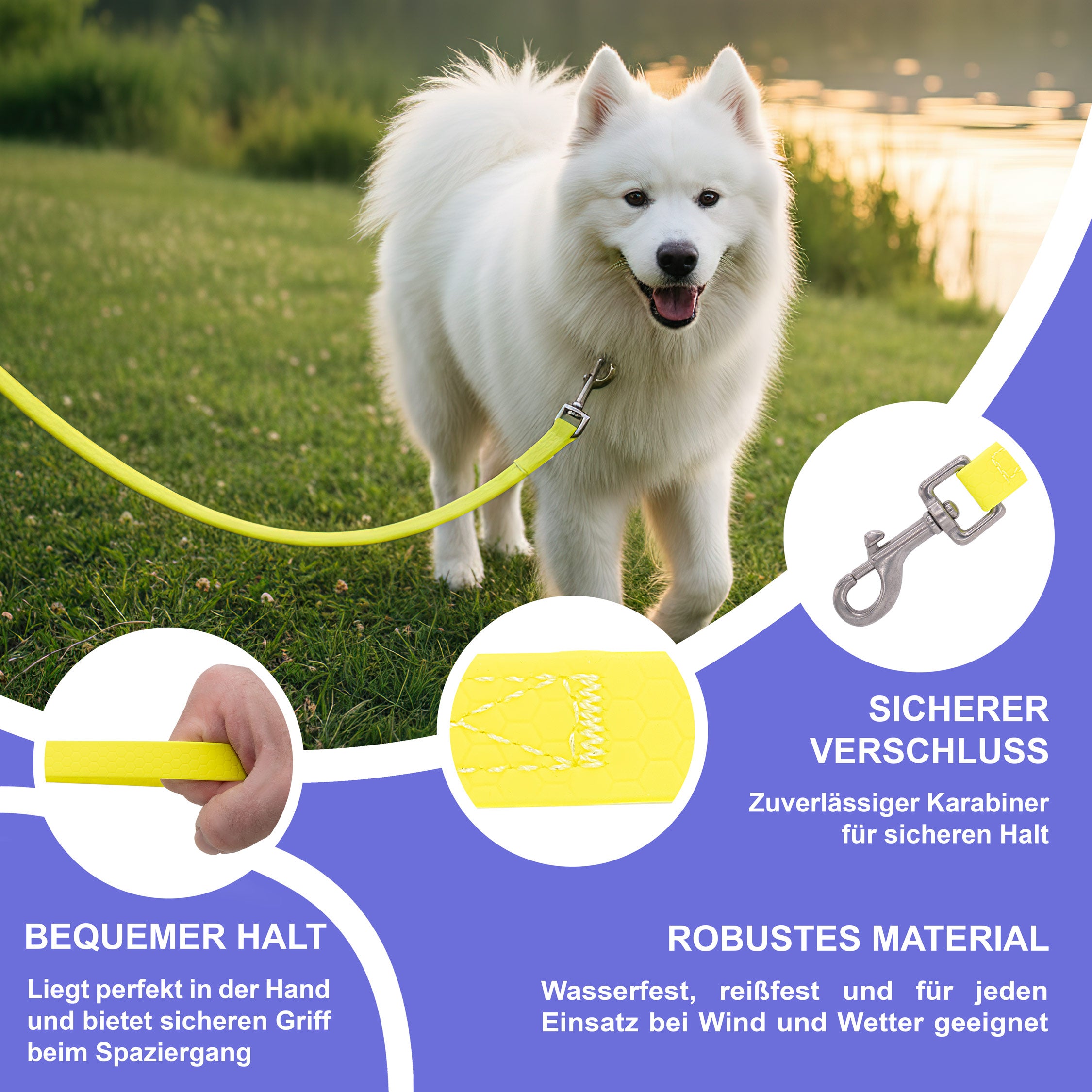 RS Pets Hundeleine Texturierte PVC 25RSP085 - Yellow