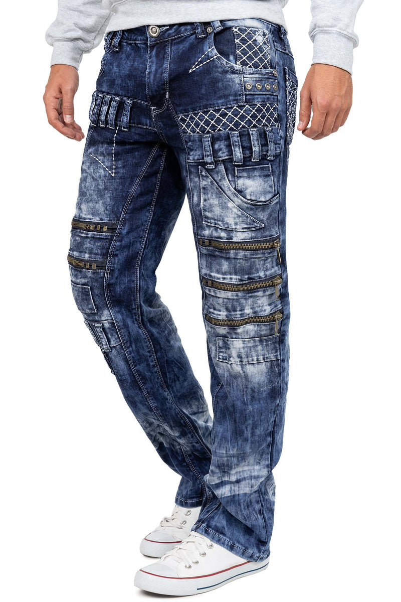 Herren Regular Fit Jeans Stonewashed KM8006 - Blue