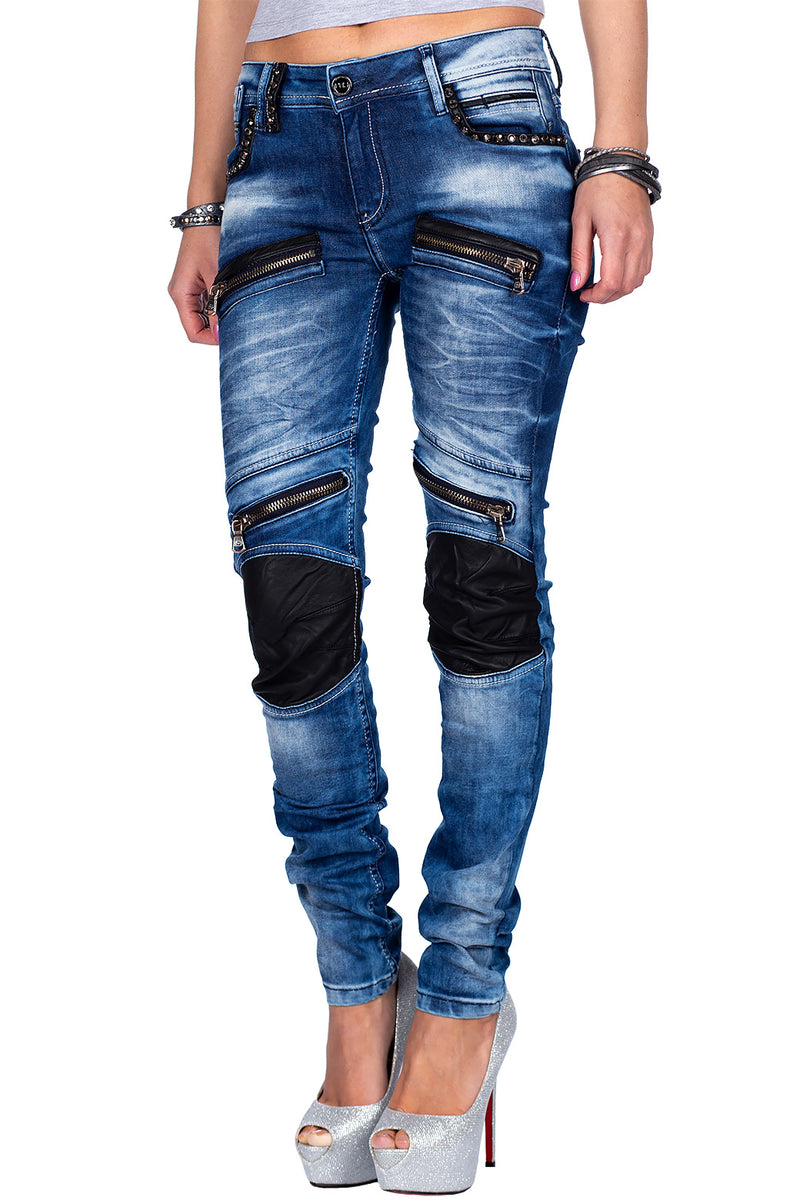 Damen Skinny Fit Jeans Stonewashed WD346 - Blue