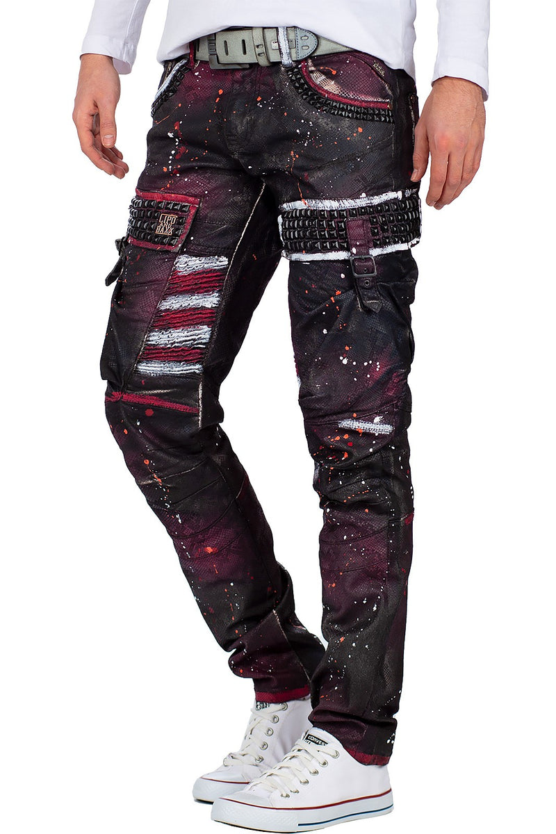 Herren Straight Fit Jeans Mid Waist CD636 - Bordeaux