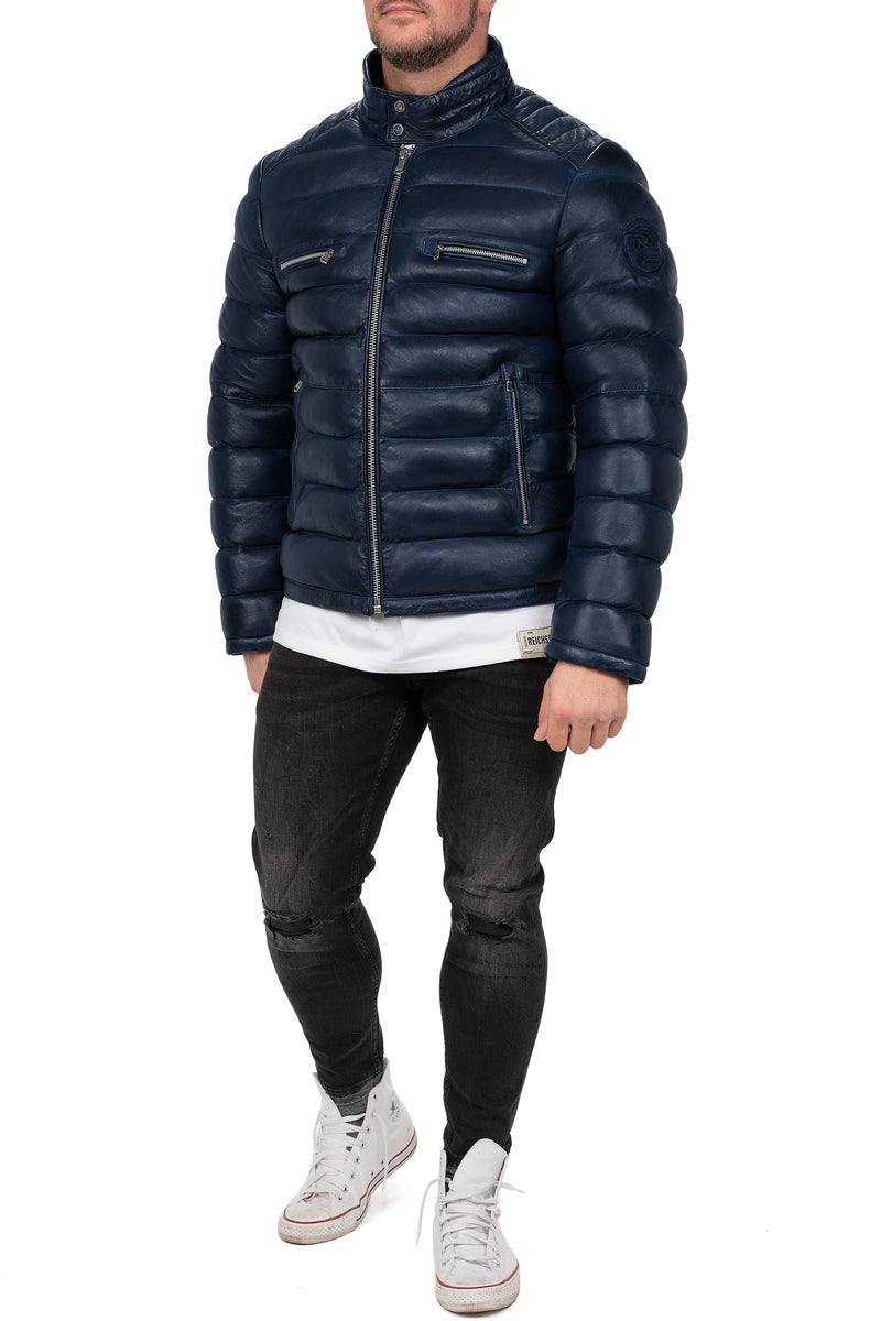 Reichstadt Herren Regular Fit Lederjacke Navy (Modell 19RS016) - Ansicht 3