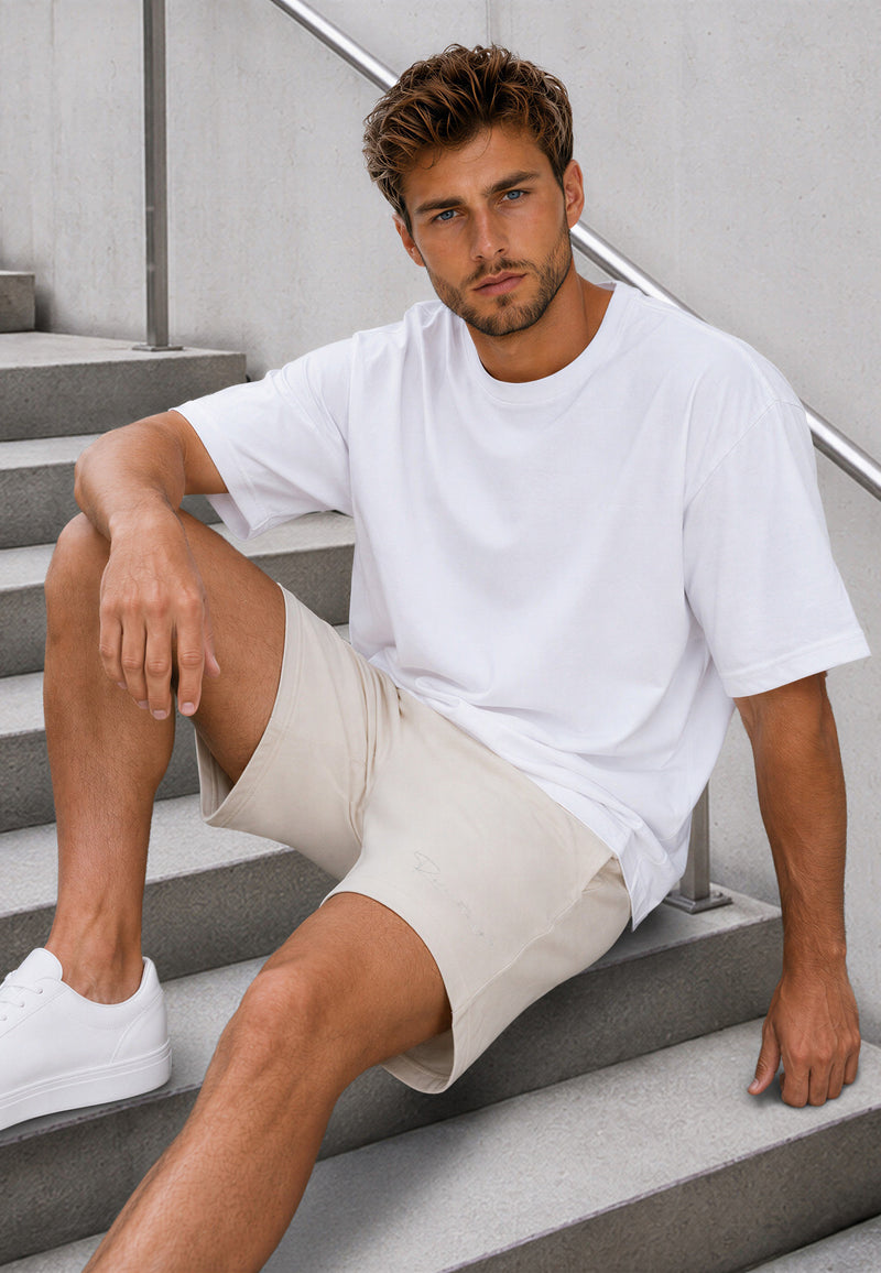 Herren Regular Fit Shorts Mid Waist 25RS072 - Oat Grey