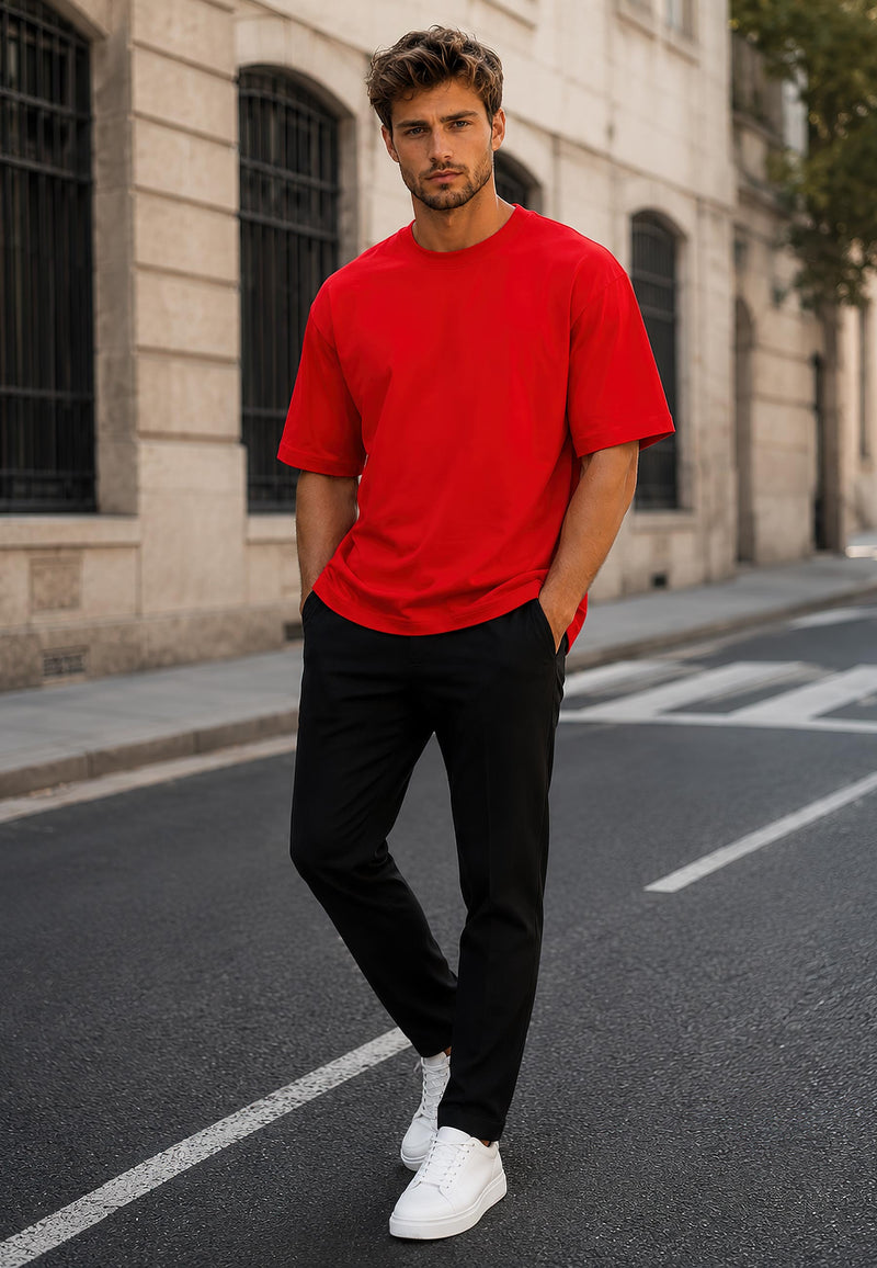 Herren Relaxed Fit T-Shirt 24RS058 - Red