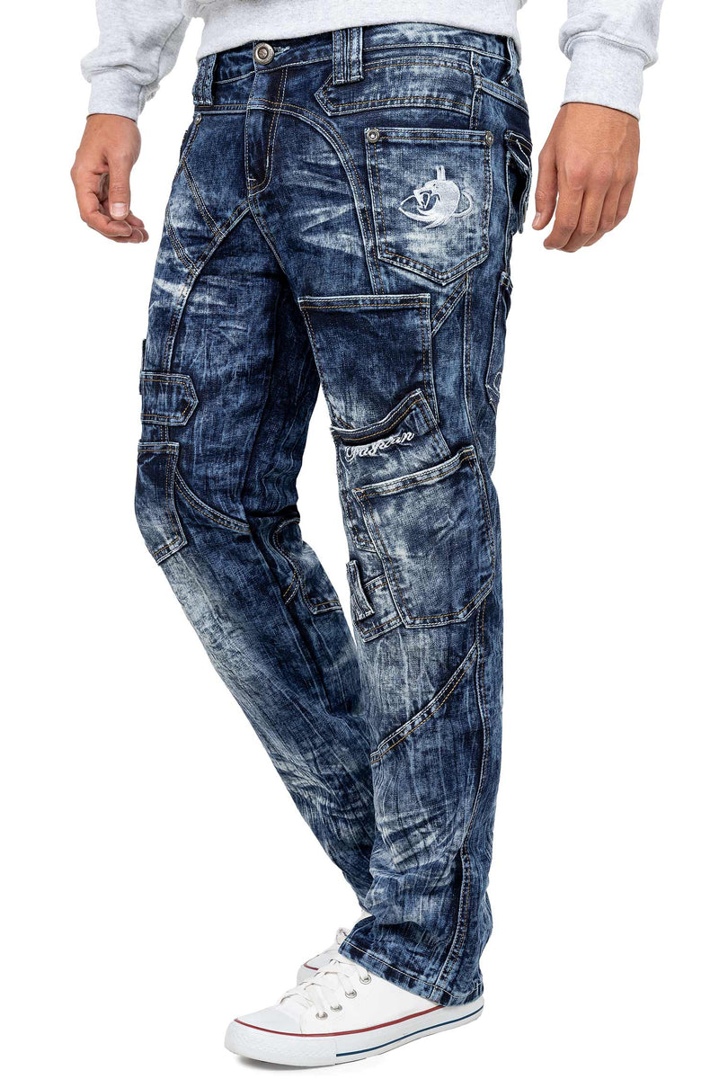 Herren Regular Fit Jeans Stonewashed KM070 - Blue