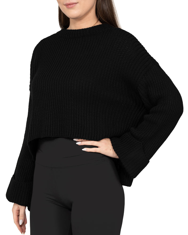 Damen Relaxed Fit Strickpullover 25RSW093 - Black