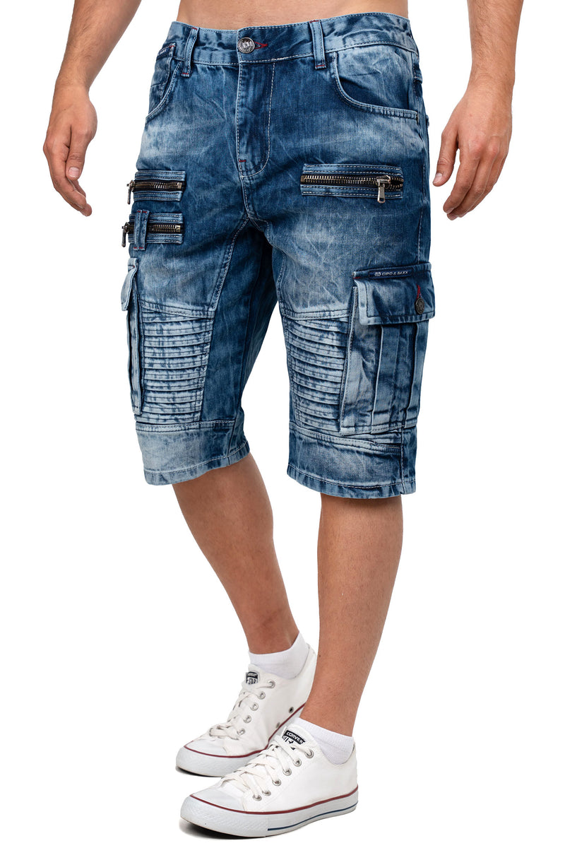 Herren Regular Fit Shorts Stonewashed CK295 - Blue