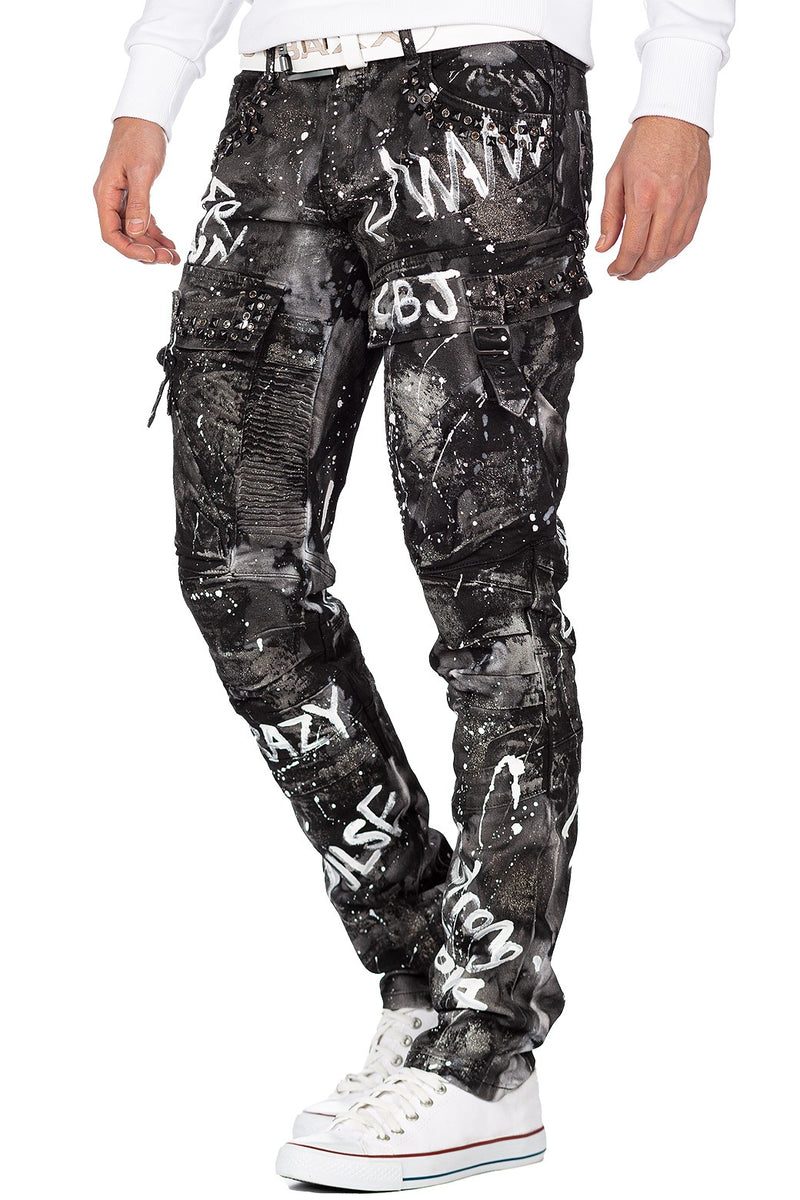 Herren Regular Fit Jeans Glitzer CD572 - Black
