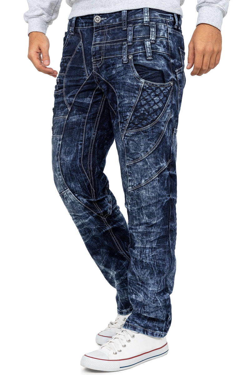 Herren Regular Fit Jeans Stonewashed KM006d - Blue