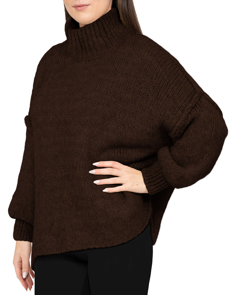 Damen Relaxed Fit Strickpullover 25RSW092 - Brown