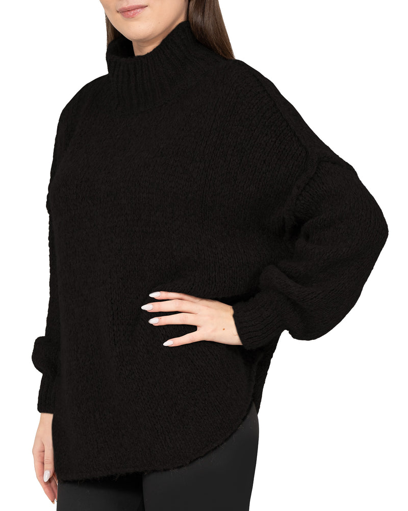 Damen Relaxed Fit Strickpullover 25RSW095 - Black
