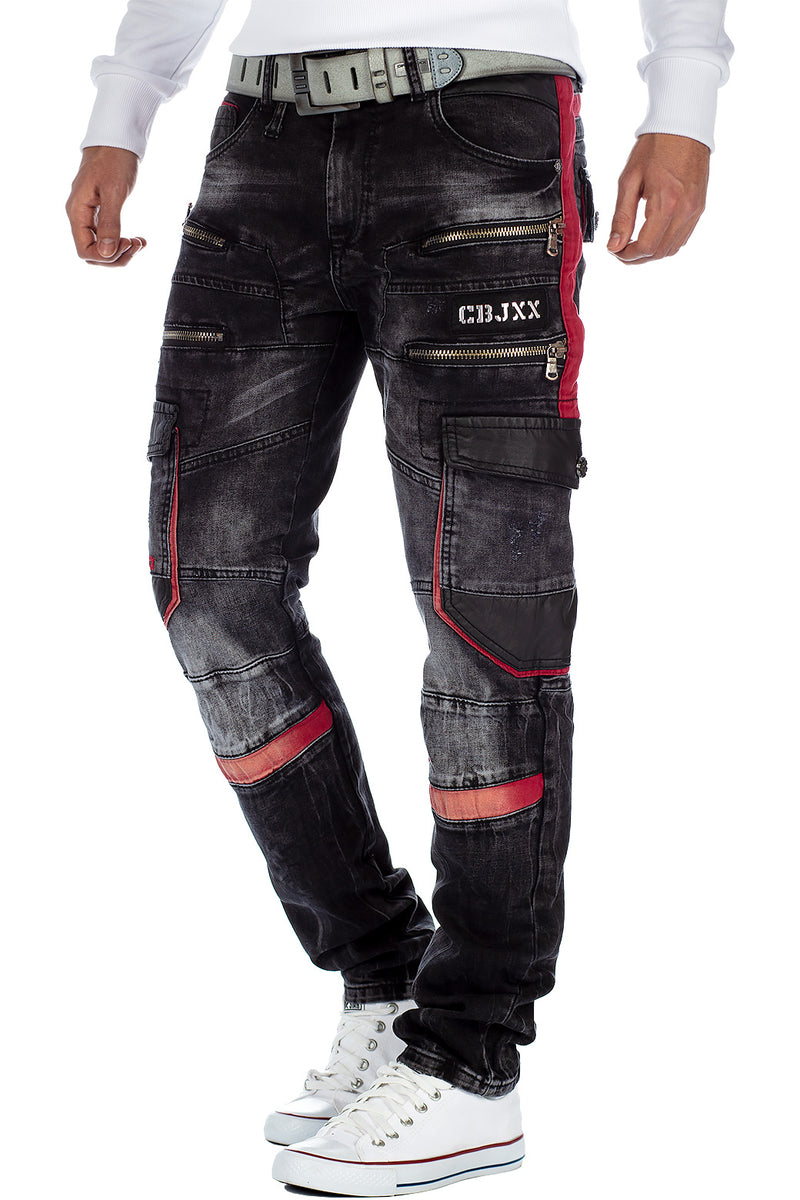 Herren Straight Fit Jeans Stonewashed CD561 - Black