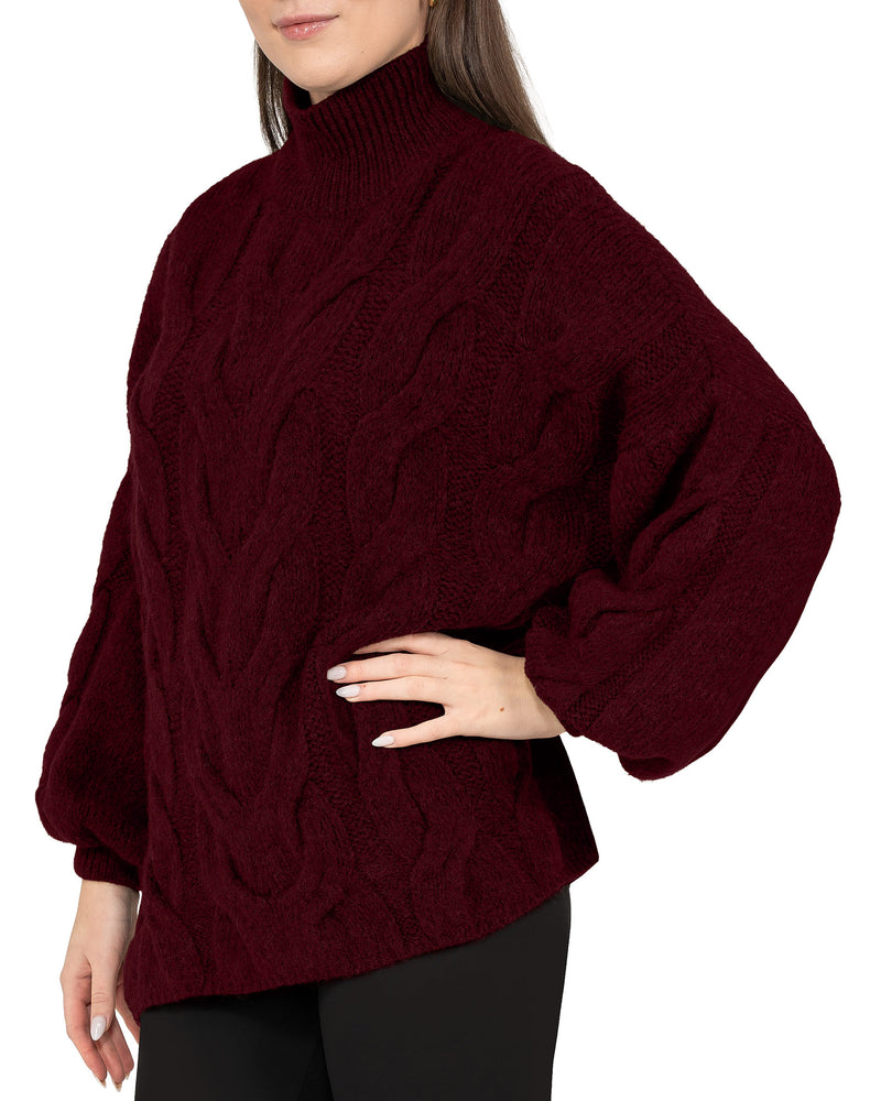 Damen Relaxed Fit Strickpullover 25RSW091 - Bordeaux
