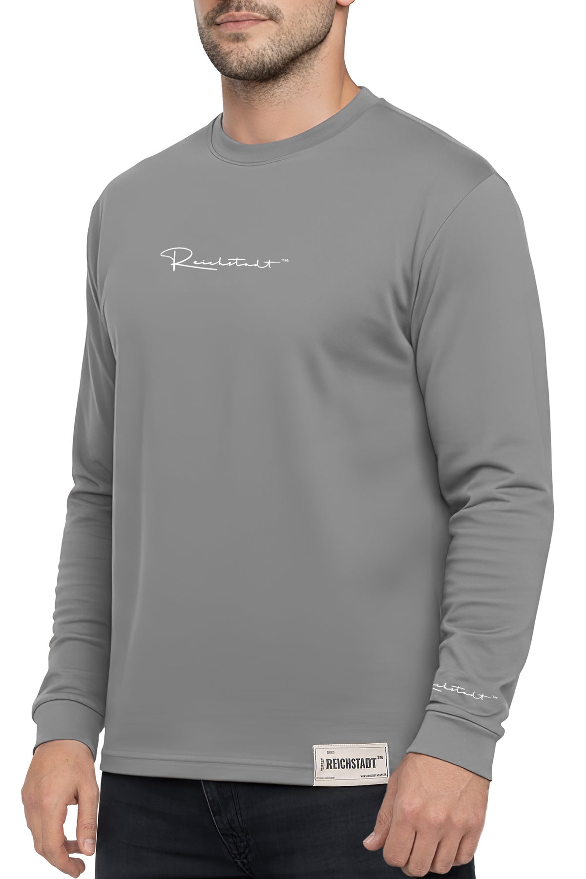 Herren Oversized Langarm Shirt in Dark Grey – Reichstadt – Ansicht 3