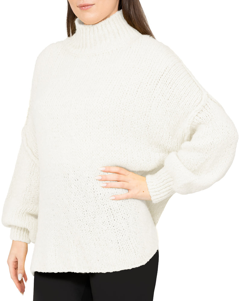 Damen Relaxed Fit Strickpullover 25RSW092 - White