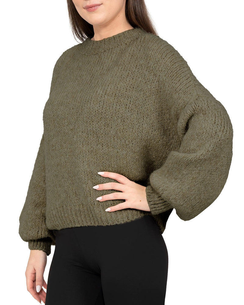 Damen Relaxed Fit Strickpullover 25RSW089 - Khaki