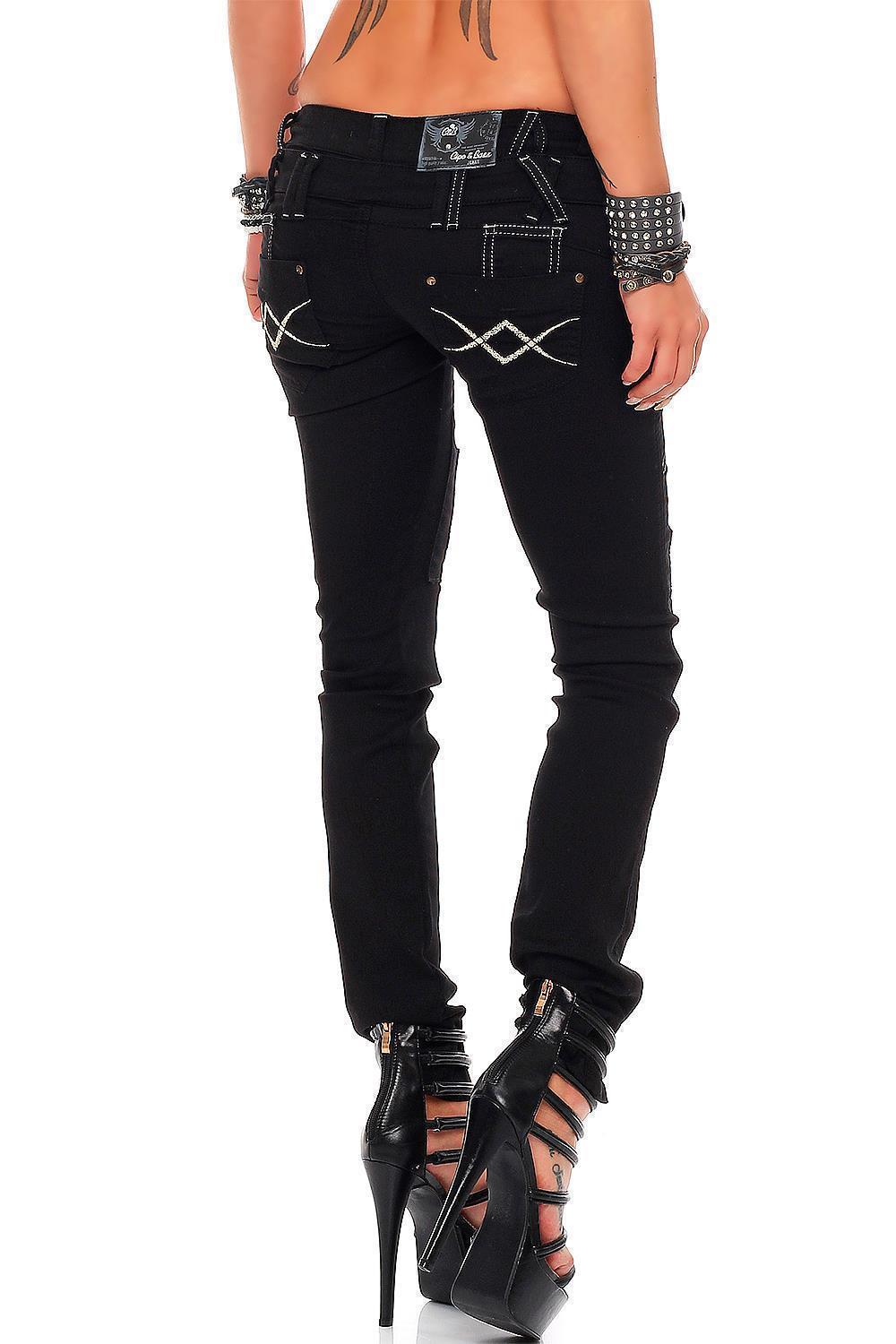 Damen Slim Fit Jeans Denim WD228 - Black