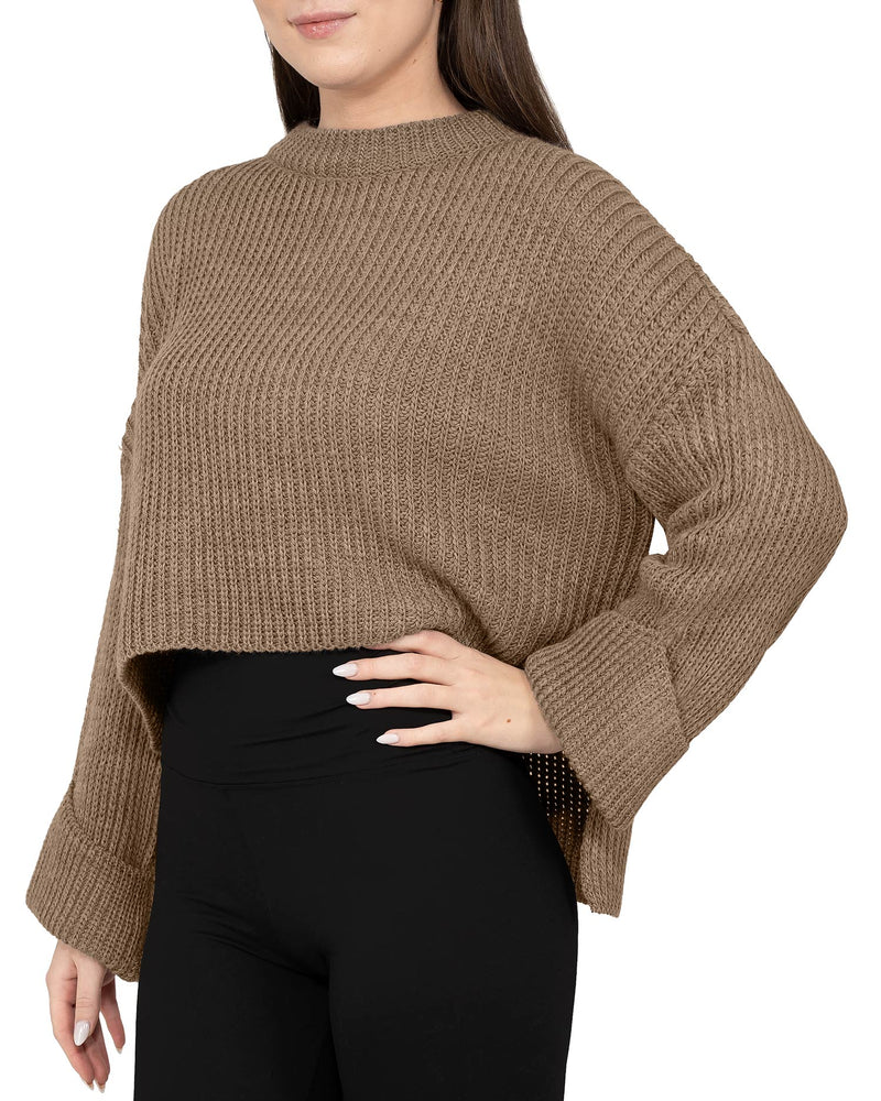 Damen Relaxed Fit Strickpullover 25RSW093 - Dark Beige