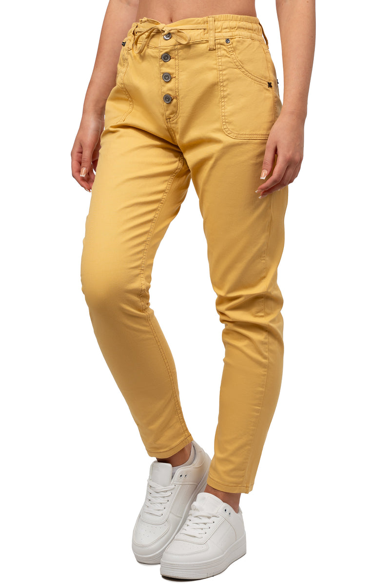 Damen Regular Fit Hose Mid Waist WD508 - Mustard