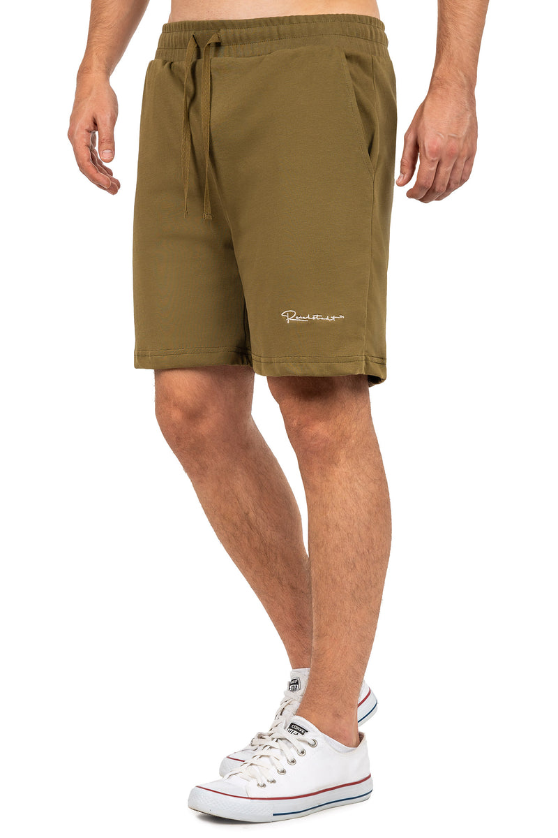 Herren Regular Fit Shorts Marken-Stick 23RS043 - Khaki