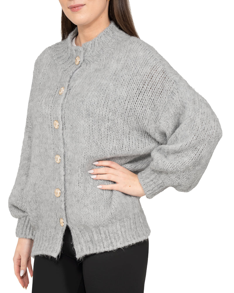 Damen Relaxed Fit Strickjacke 25RSW094 - Grey