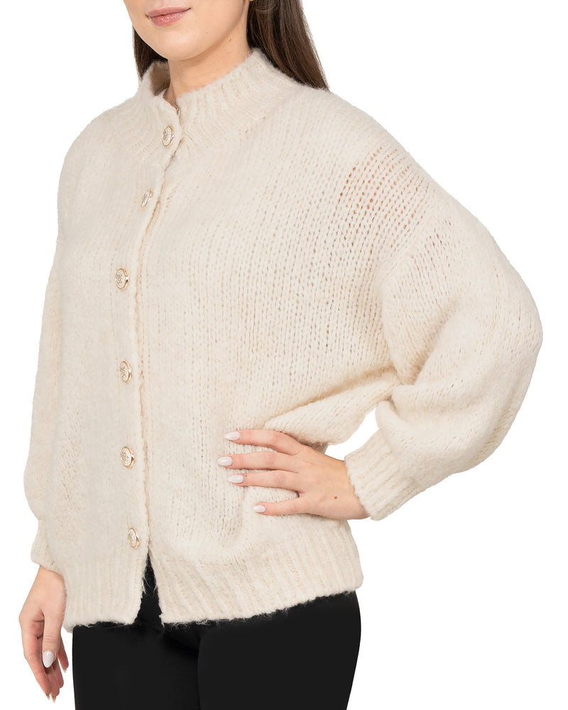 Damen Relaxed Fit Strickjacke 25RSW094 - Beige