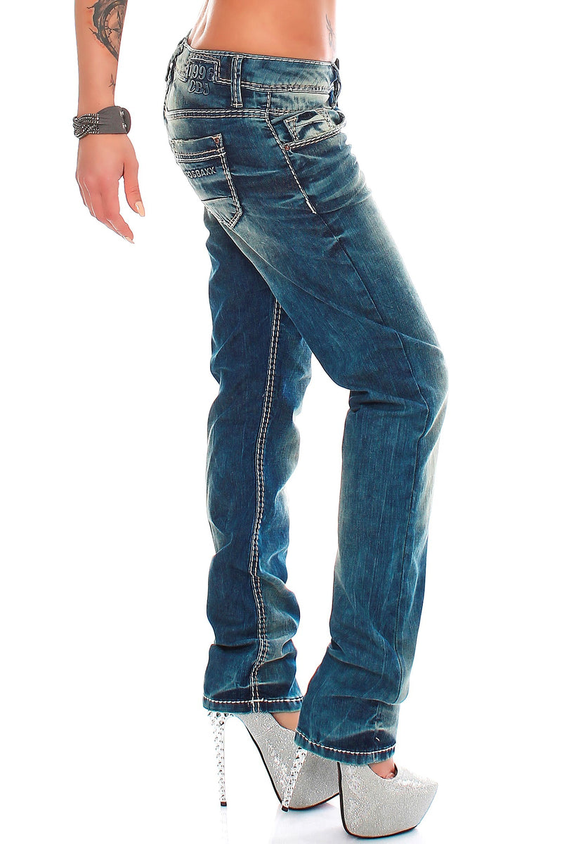 Damen Slim Fit Jeans Stonewashed WD153 - Blue