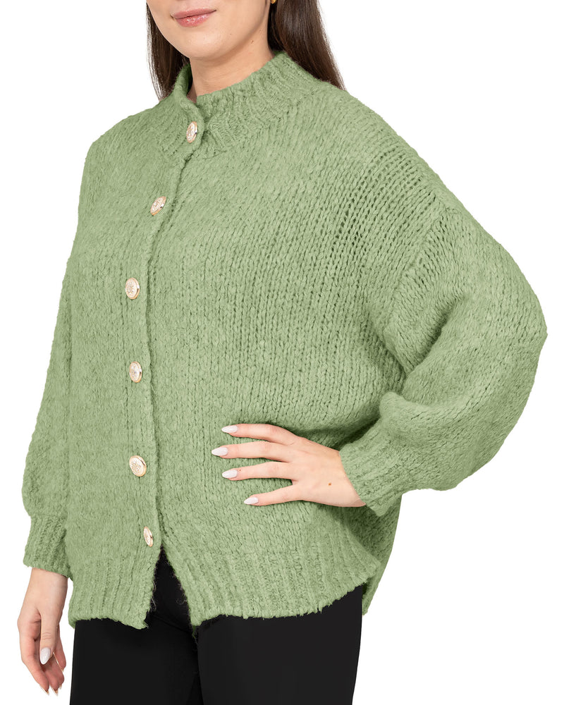 Damen Relaxed Fit Strickjacke 25RSW094 - Green