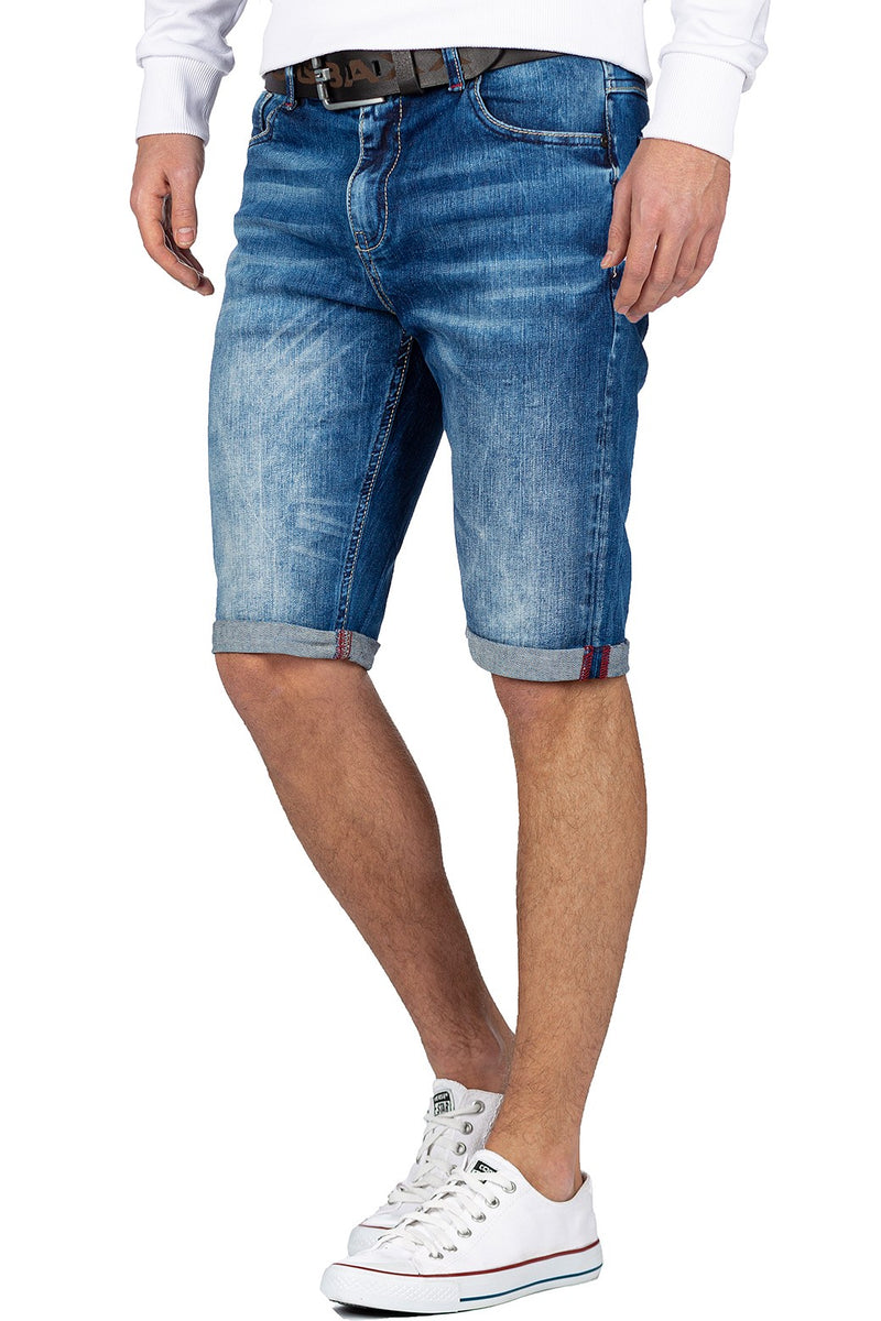 Herren Regular Fit Kurze Hose Stonewashed CK184 - Blue