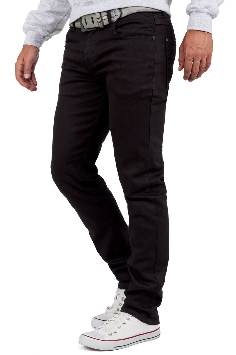 Herren Slim Fit Jeans Stonewashed CD533 - Black