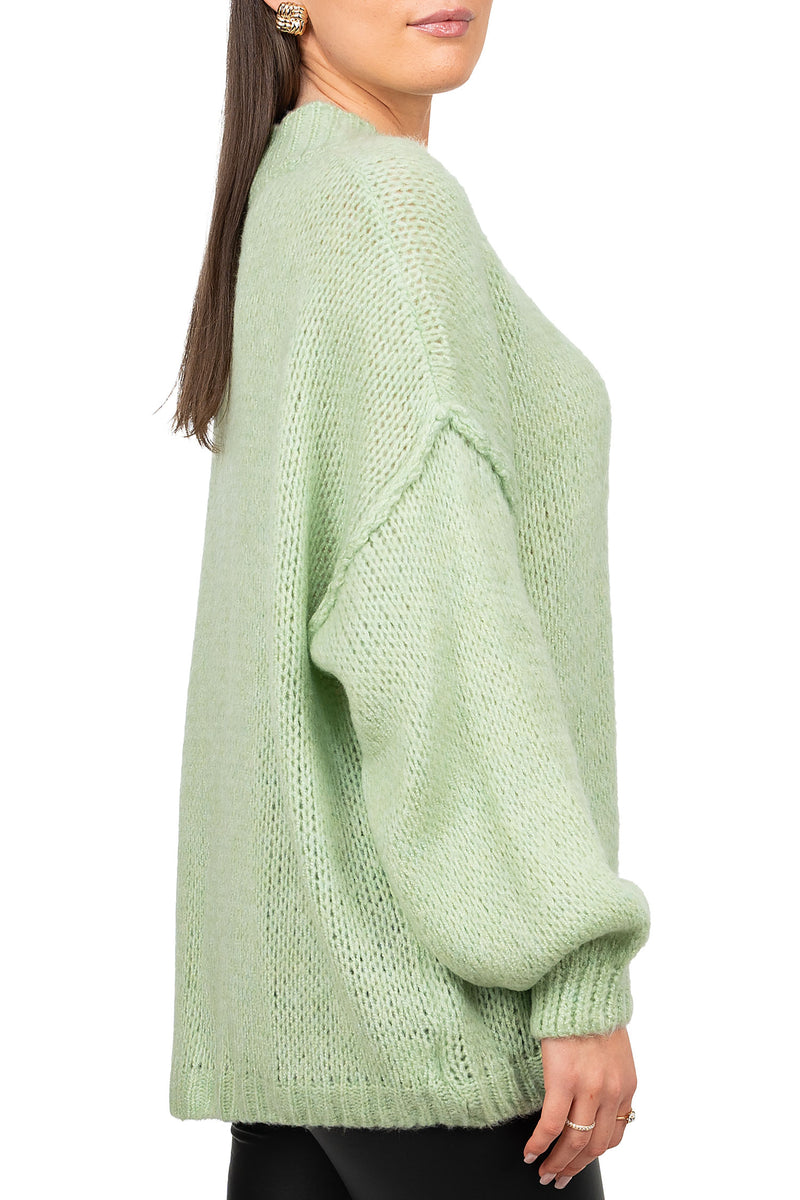 Damen Relaxed Fit Strickjacke Oversized-Look 25RSW068 - Mint