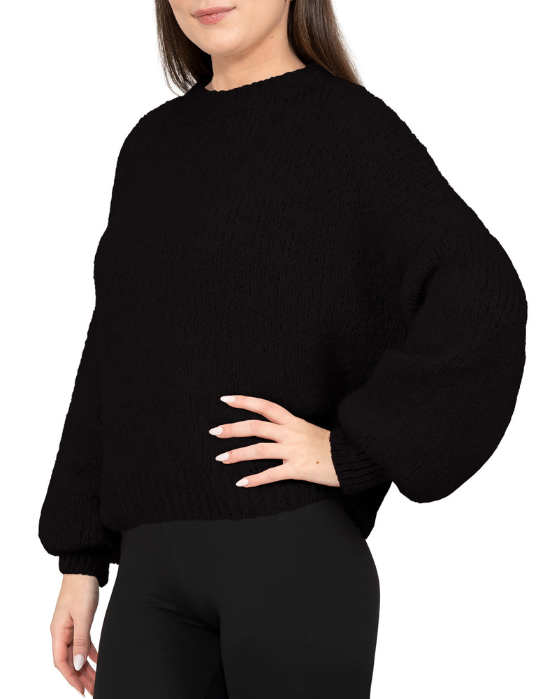 Damen Relaxed Fit Strickpullover 25RSW089 - Black