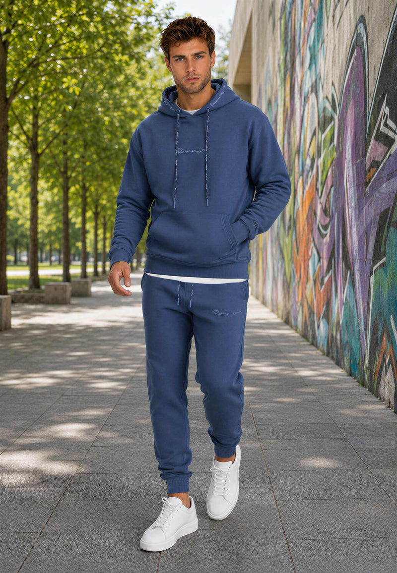 Herren Regular Fit Hoodie Marken-Stick 23RS034 - Dark Blue