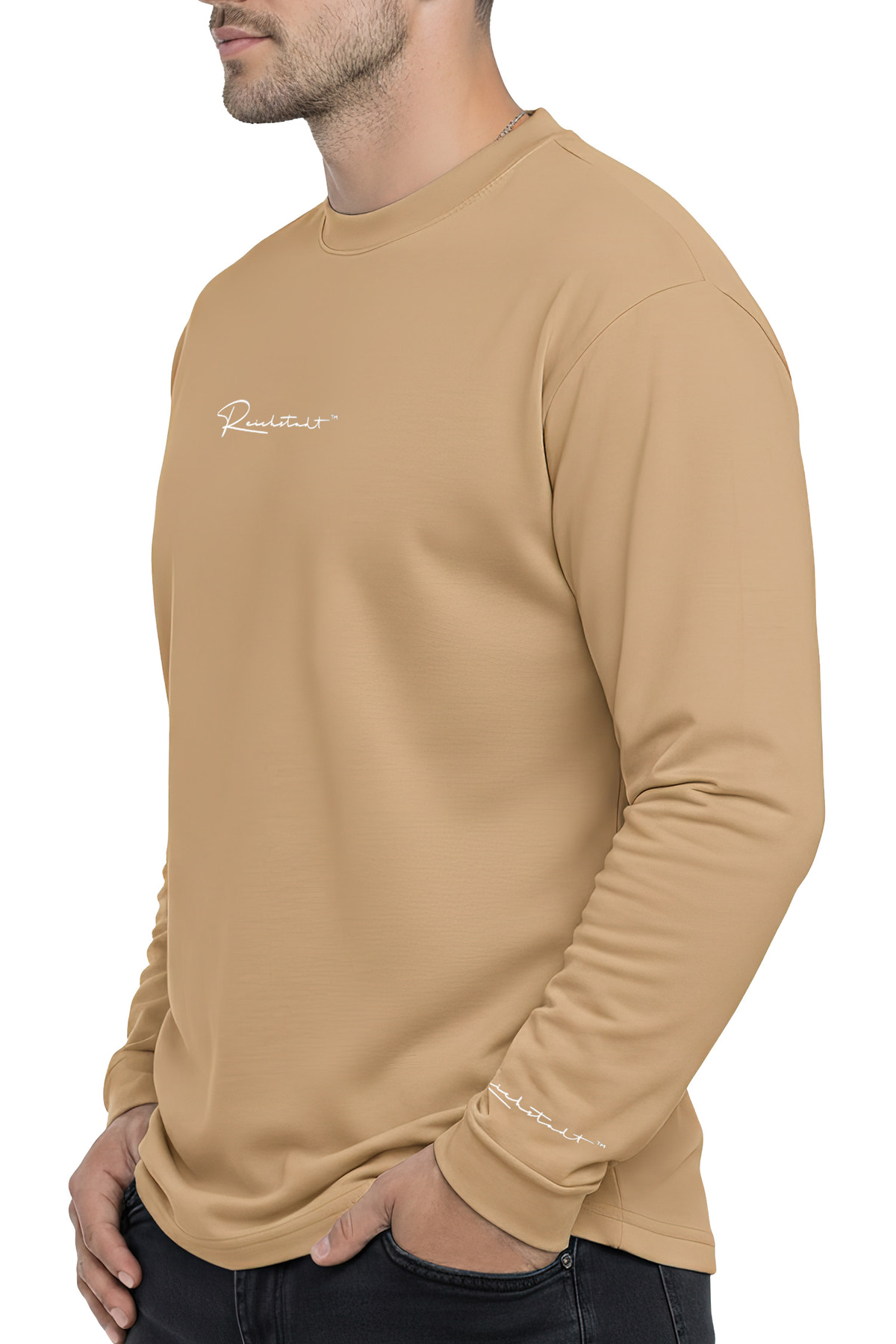 Herren Oversized Langarm Shirt in Warm Brown – Reichstadt – Ansicht 3