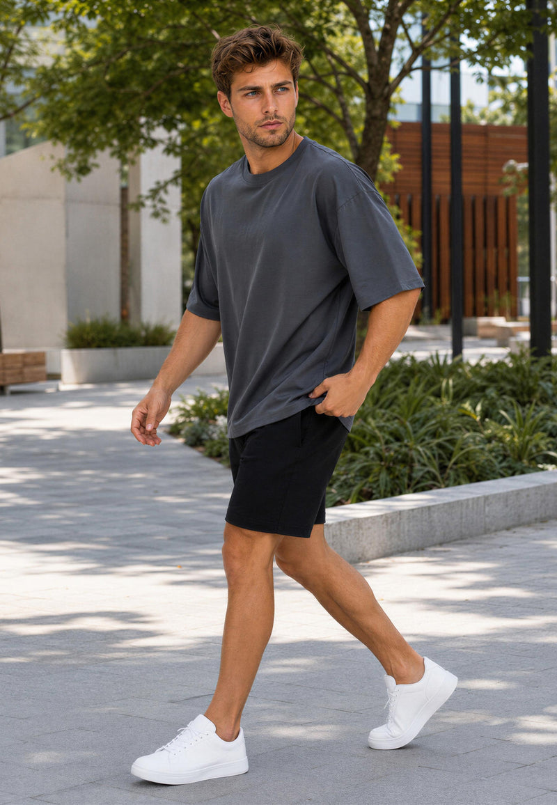 Herren Regular Fit T-Shirt Shoulder Drop 25RS071 - Dark Grey