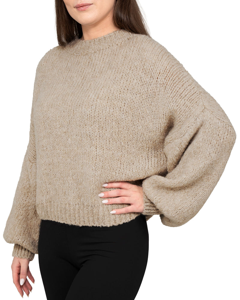 Damen Relaxed Fit Strickpullover 25RSW089 - Dark Beige