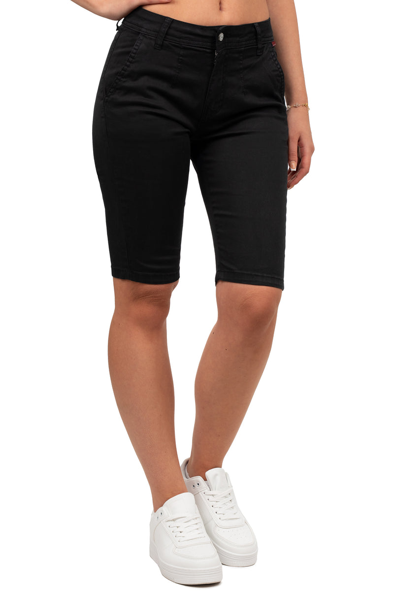Damen Straight Fit Shorts Mid Waist WK186 - Black
