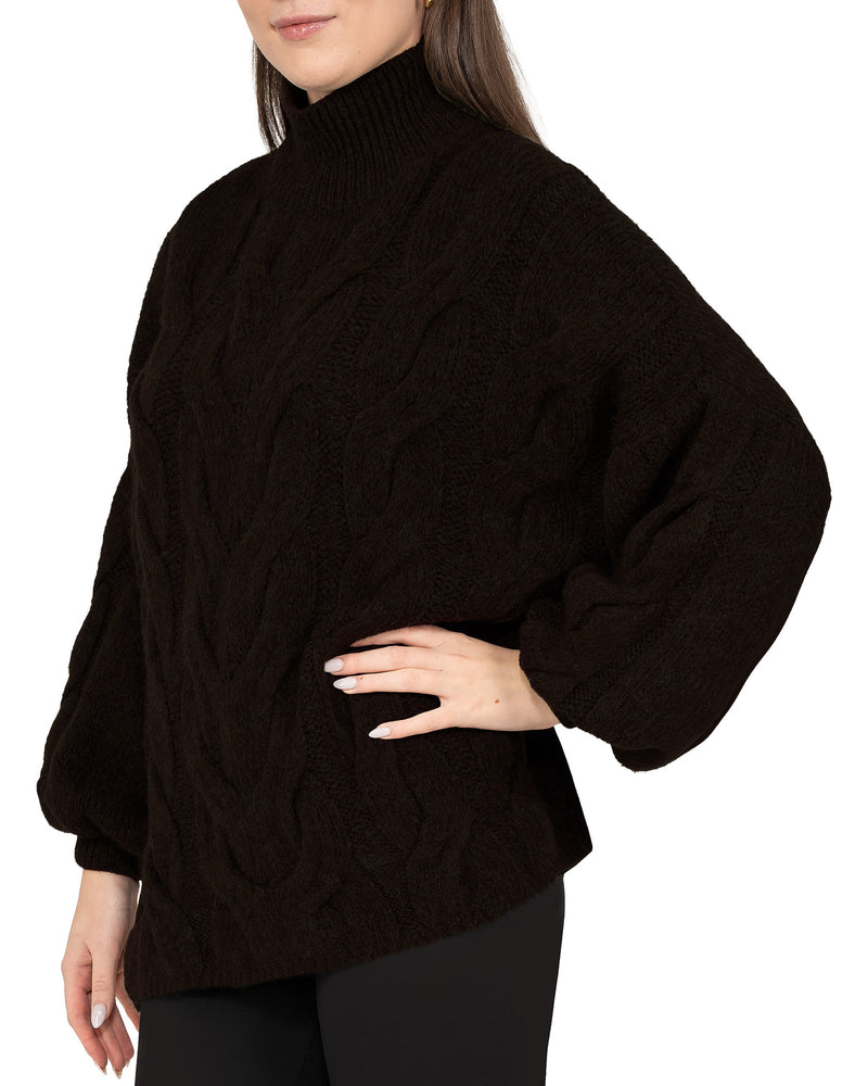 Damen Relaxed Fit Strickpullover 25RSW091 - Brown