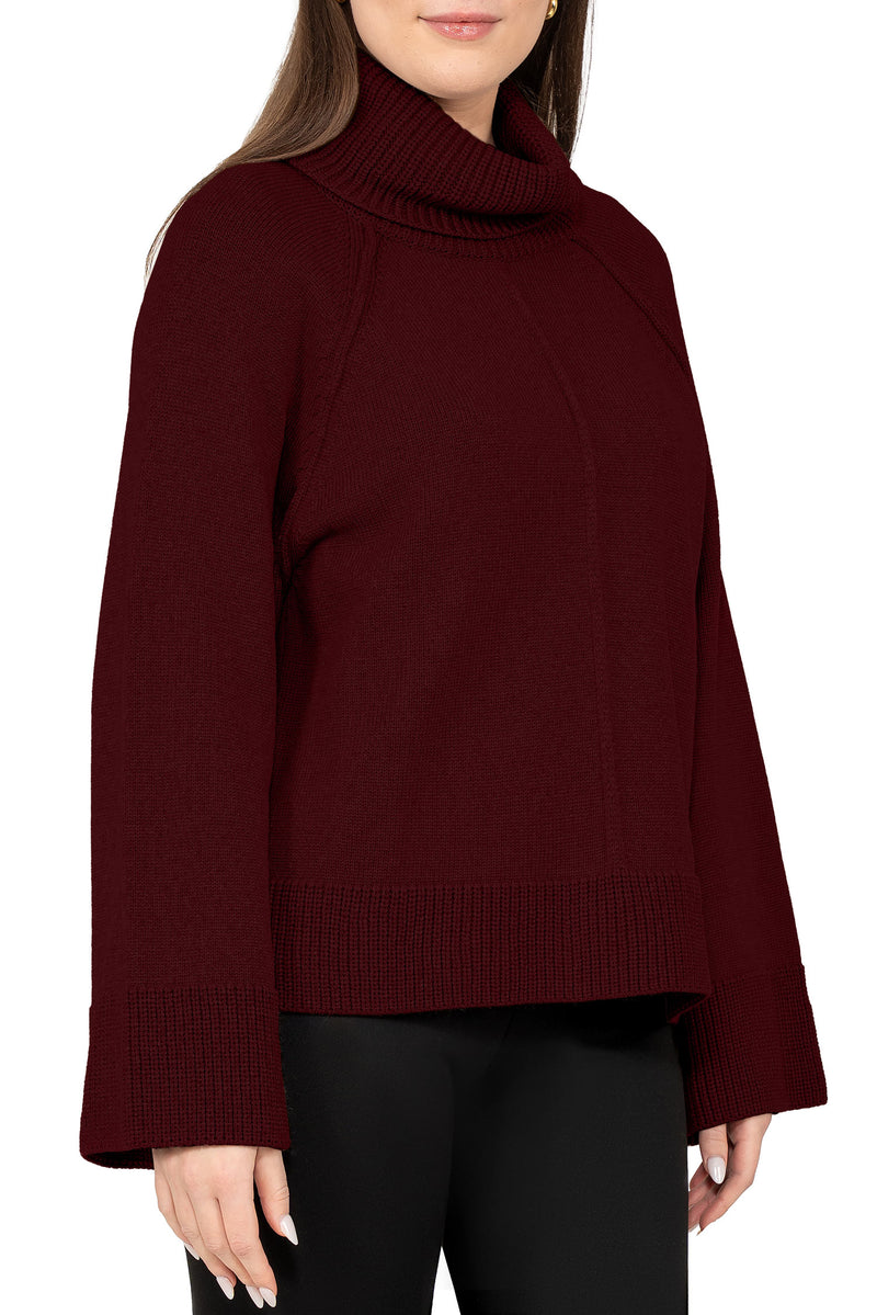 Damen Relaxed Fit Rollkragenpullover 25RSW097 - Bordeaux