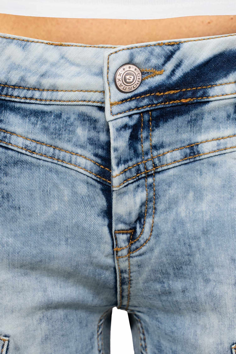 Damen Slim Fit Jeans Stonewashed WD216 - Blue
