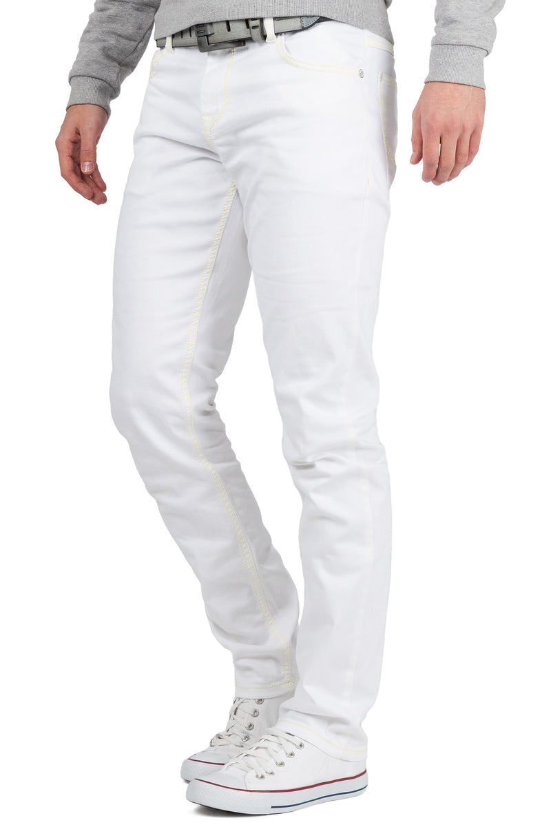 Herren Regular Fit Jeans Mid Waist CD319C - White