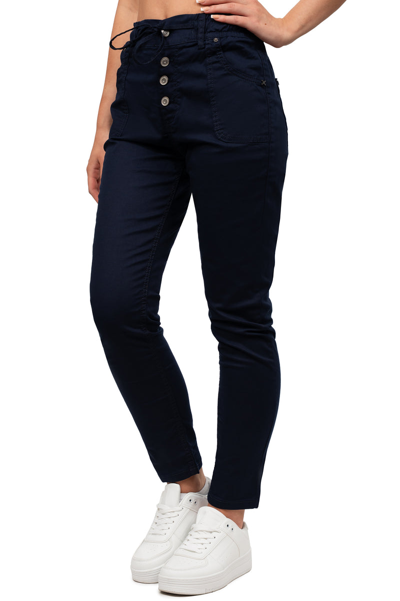 Damen Regular Fit Hose Mid Waist WD508 - Navy