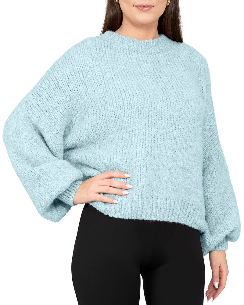 Damen Relaxed Fit Strickpullover 25RSW089 - Baby Blue