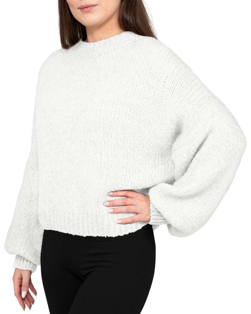Damen Relaxed Fit Strickpullover 25RSW089 - White